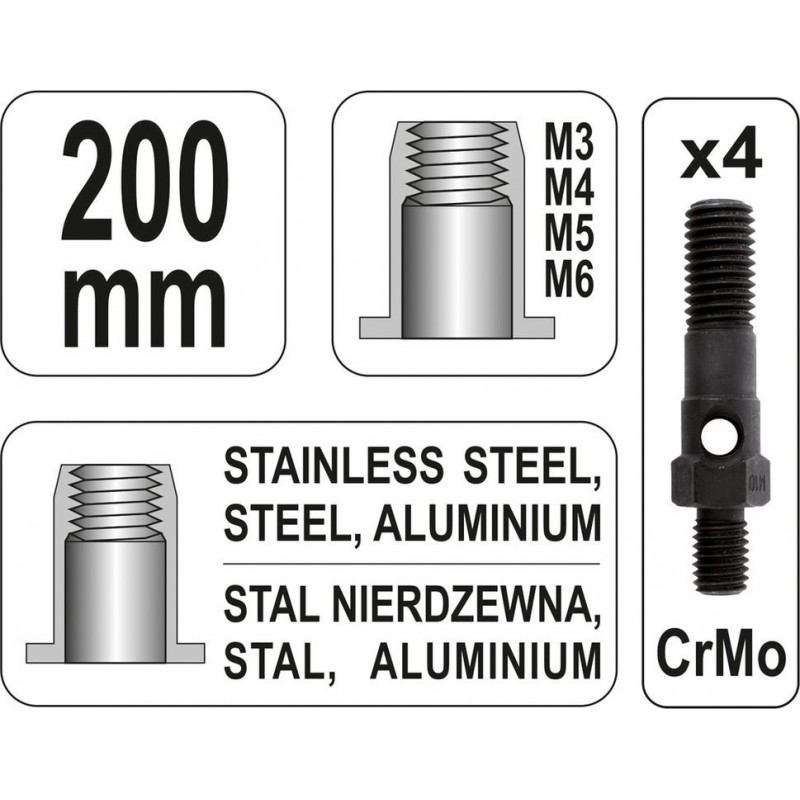 Coffret écrous à sertir/écrous rivets. Aluminium et acier. M5-M6